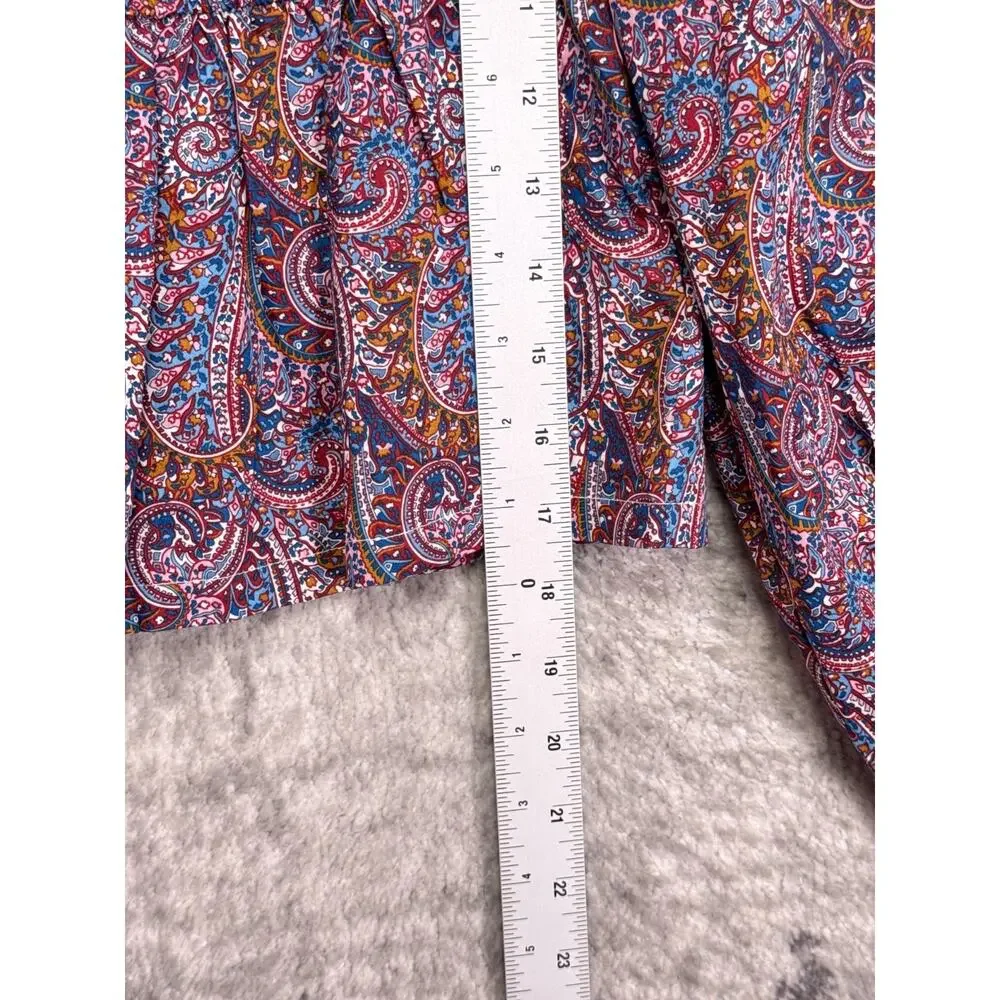 New J Crew x Liberty London Top Medium Womens Puff Sleeve Smocked Paisley Blouse